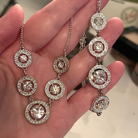 Silver Diamond Necklace & Bracelet Set - Picture 1 of 5